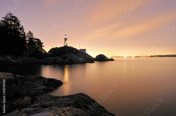 Fototapeta Point Atkinson Lighthouse in West Vancouver, Long Exposure