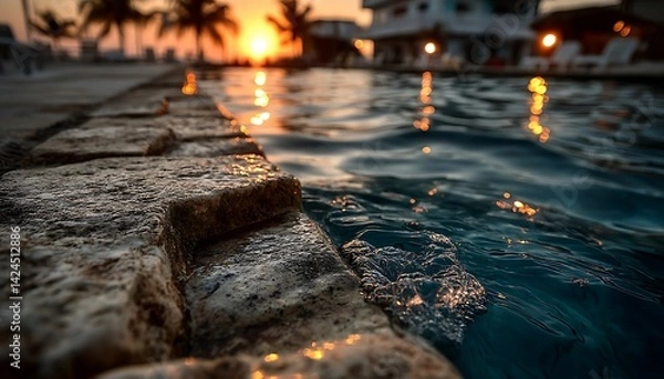 Obraz Sunset poolside tranquility