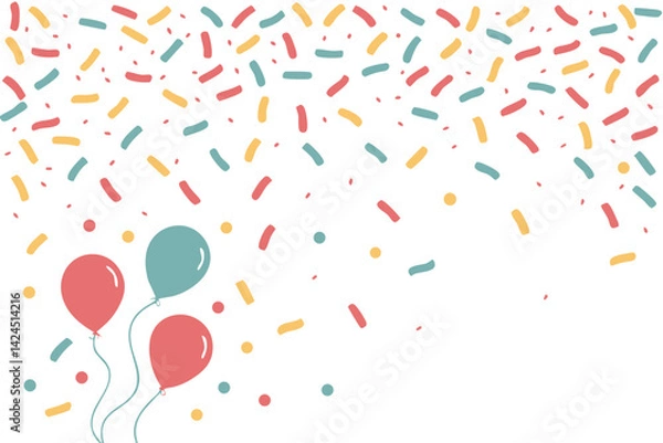 Obraz Falling colorful confetti flat design seamless pattern vector illustration