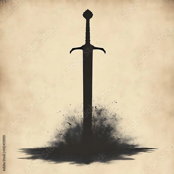 Obraz Sword Emerging from Shadow