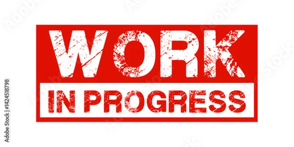 Fototapeta Work in progress red stamp
