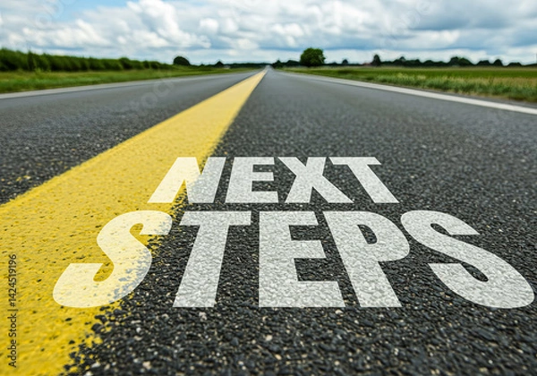 Fototapeta forward progress road image with next steps text