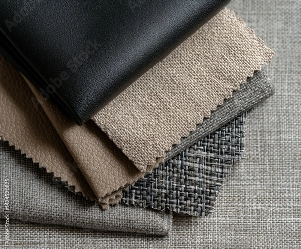 Fototapeta Fabrics stacked elegantly for interior design selection