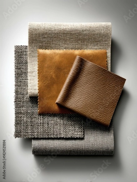 Fototapeta Textured fabric samples on a neutral backdrop