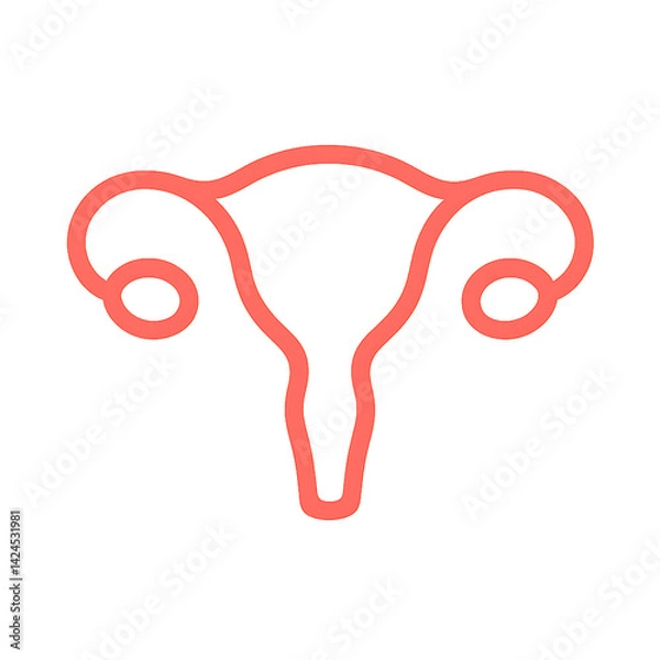 Fototapeta Minimalist coral uterus icon on transparent background