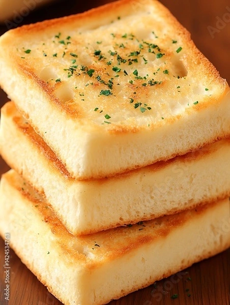 Obraz Toasted Bread Stack on Wooden Board