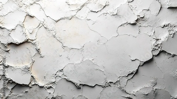 Fototapeta Cracked White Plaster Surface with Rough Edges and Subtle Shadow