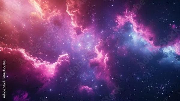 Fototapeta Explore the vast galaxy filled with vibrant colors and radiant stars in this stunning AI-generated cosmic image.