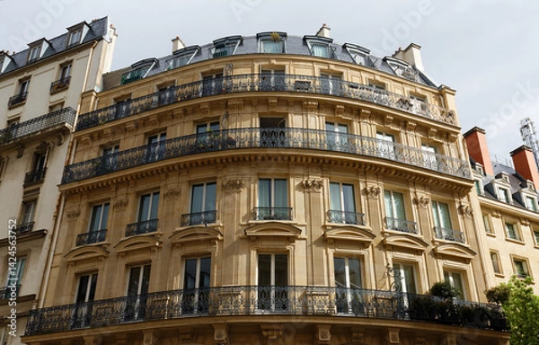 Obraz The typical facade of Parisian building, France.