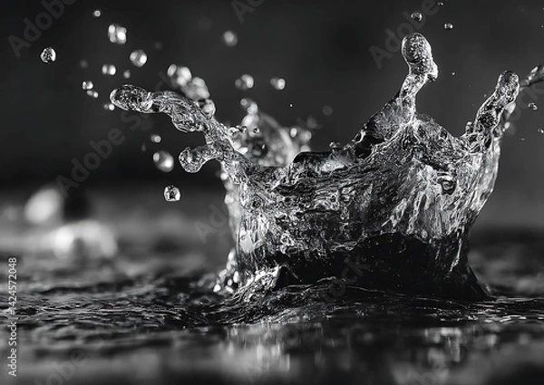 Obraz Water Splash Close-up Dark Background