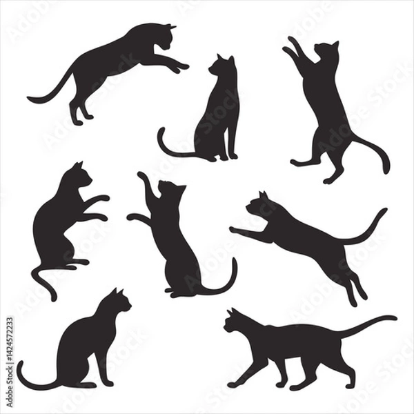 Fototapeta set of cats silhouettes