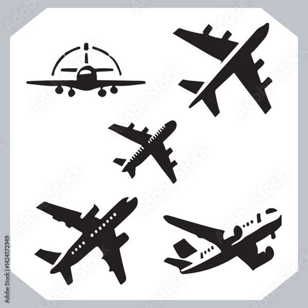Obraz Airplane Silhouettes Illustration for Web Interfaces and Travel Applications 