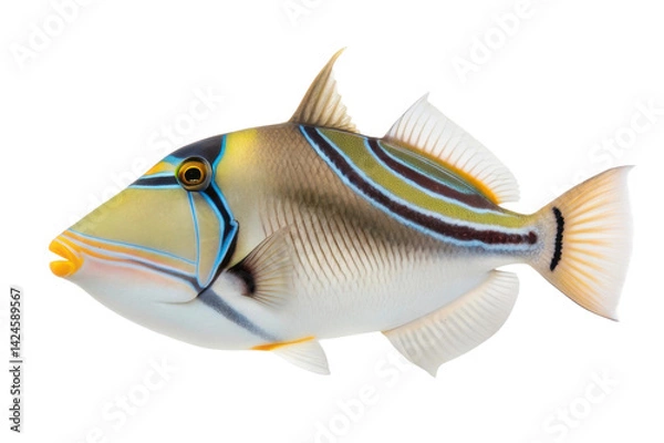 Fototapeta Vibrant reef fish swimming gracefully in clear tropical waters, showcasing stunning colors and intricate patterns