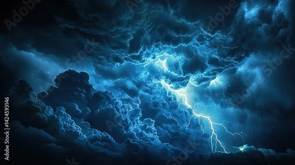 Fototapeta Dramatic Storm Clouds with Lightning