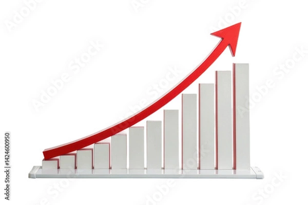 Fototapeta Growth trends represented by a rising bar chart illustrating financial progress and business success