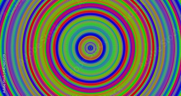 Fototapeta Bright concentric circle pattern with rainbow palette. Style: op art, psychedelic, digital abstraction.