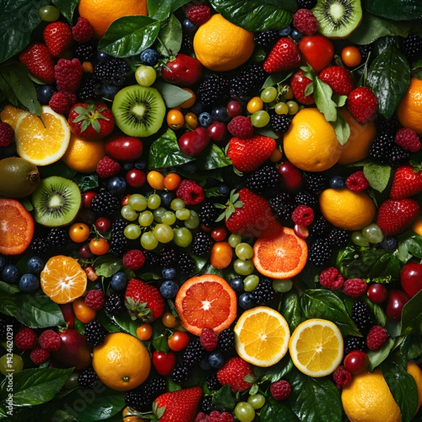 Fototapeta The Vibrant Medley of Fresh Fruits for Your Health. Created With AI