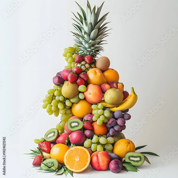 Fototapeta Vibrant Fruits in a Stunning Pyramid Formation. Created With AI