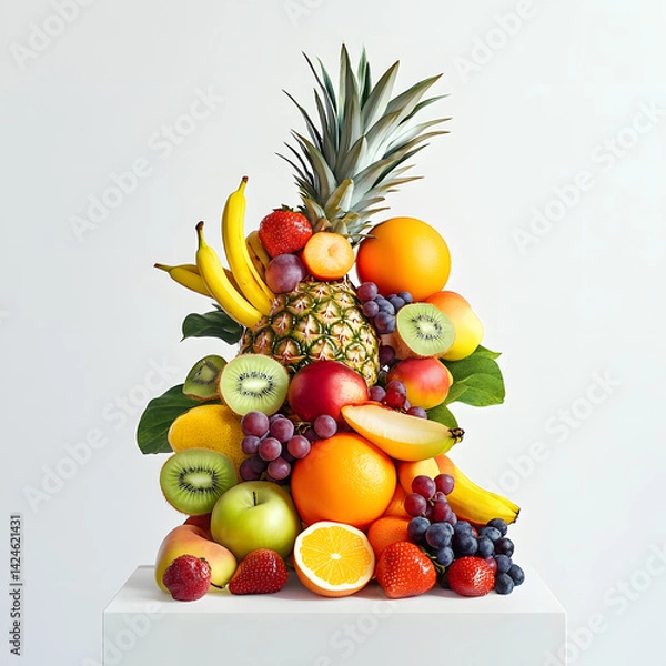 Fototapeta A Tower of Nature’s Best Fruits. Created With AI