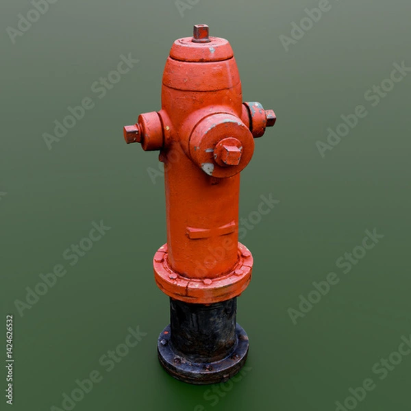 Obraz Isolated Red Fire Hydrant 3D Render illustration