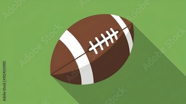 Fototapeta Flat Design American Football Ball on Green Background with Long Shadow