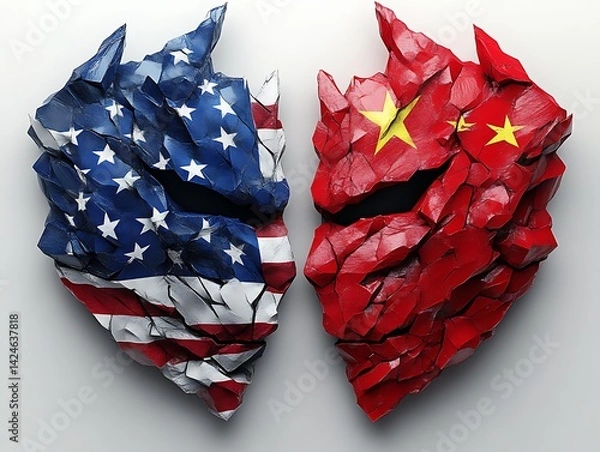 Obraz US-China Trade Conflict Masks