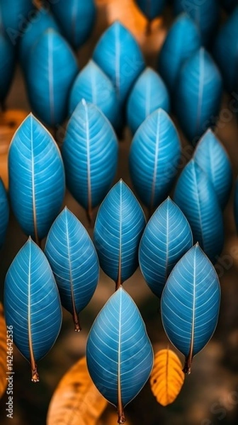 Obraz Vibrant Blue Leaves Pattern