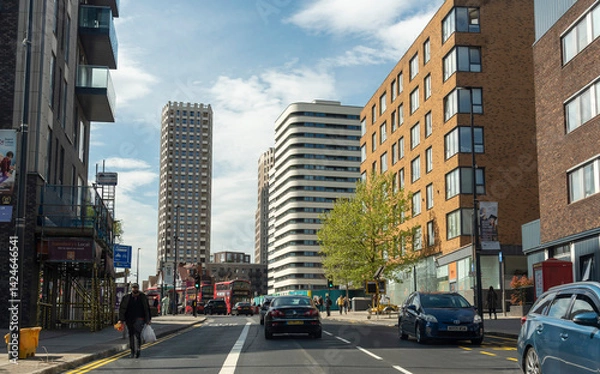 Obraz Wembley Borough of Brent London UK. 19.04.2025. Wembley High Road in Brent a suburb of London UK.