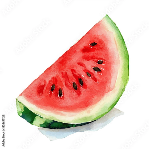 Obraz Sun-kissed watermelon slice with summer vibes, watercolor illustration, isolated on a white background.

