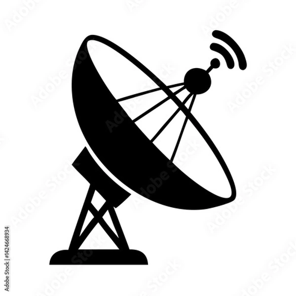 Fototapeta satellite dish icon, satellite dish silhouette vector illustration-simple silhouette illustration of satellite dish, perfect for satellite dish logos and icons