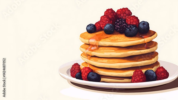 Fototapeta Stack of Pancakes with Berries