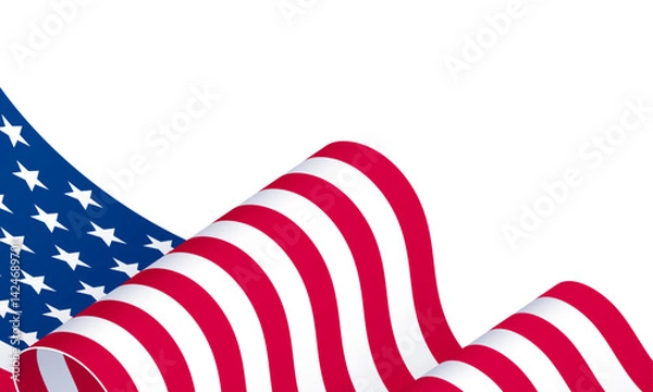 Fototapeta American flag background, USA flag border, US waving flag