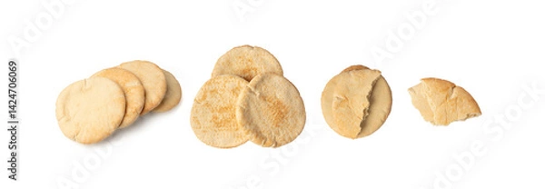 Obraz Pita flat bread, wheaten pitta flatbread also known as Arabic bread, chapati, greek pita naan, khubz