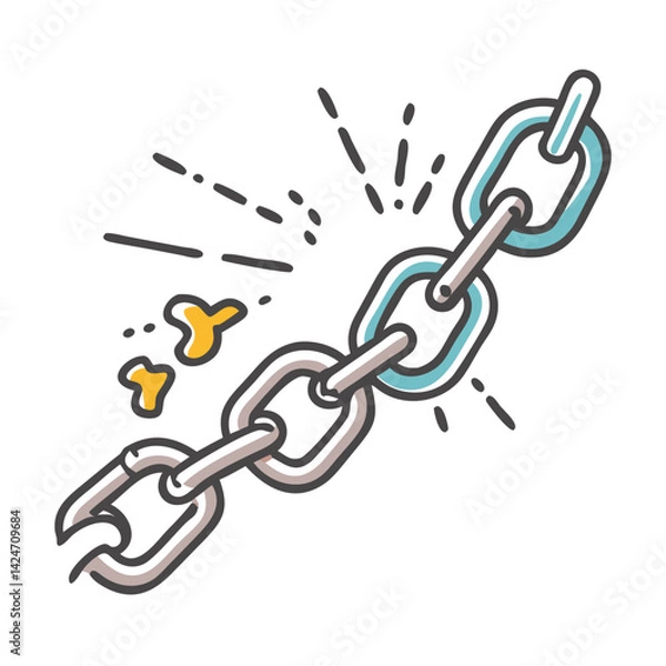 Fototapeta broken chains symbolizing freedom icon, broken chains symbolizing freedom vector
