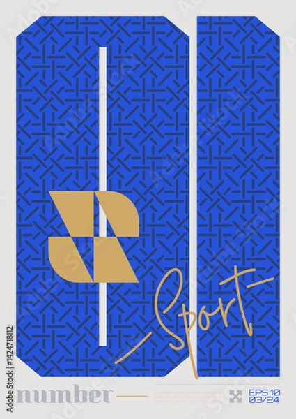 Fototapeta Modern abstract poster, Raster version of high quality and resolution, artwork with geometric postmodern shapes in brutalism aesthetics, minimalistic trendy bold composition, A4 futuristic graphic 1