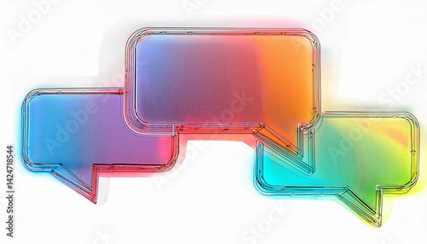 Fototapeta speech bubbles, online communication, digital messaging, chat interface, minimalist design, abstract dialogue, glowing outline, social interaction, virtual conversation, tech illustration