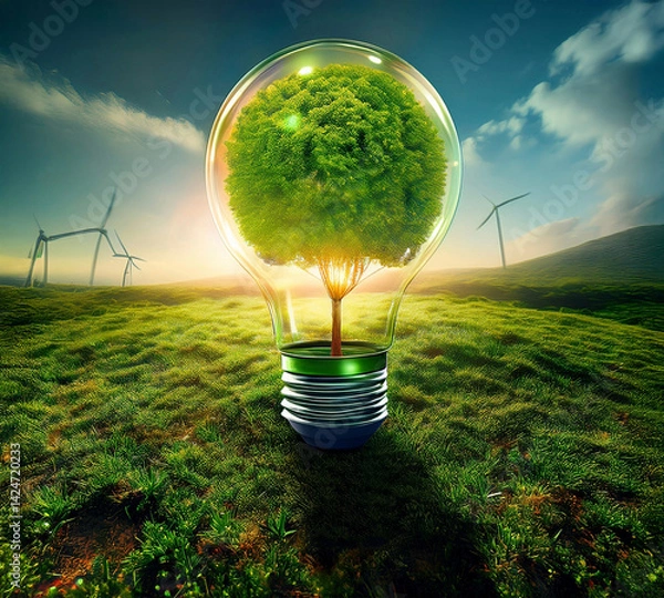 Obraz glühbirne mit baum