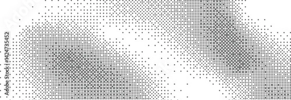 Fototapeta Pixelated bitmap gradient texture. Retro pixel art, black dither pattern, 8 bit background. Vector illustration