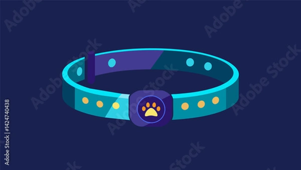 Fototapeta A sleek and stylish LED collar with a pattern that can be customized to display your pets name in a continuous loop.. Vector illustration
