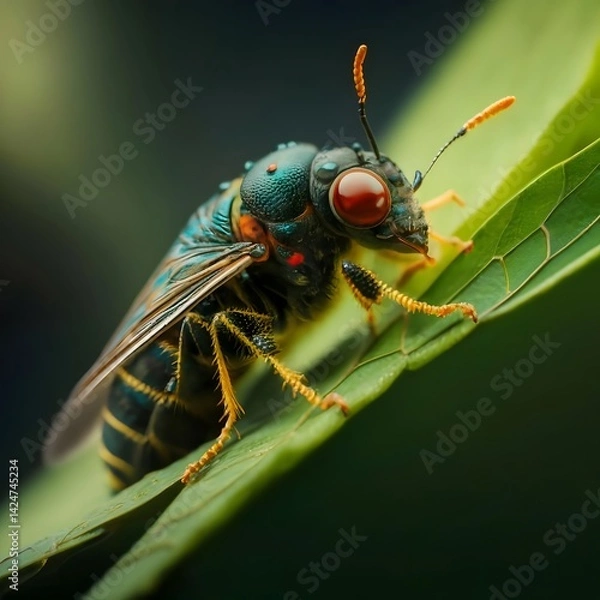 Obraz macro a insect on tree leaf 