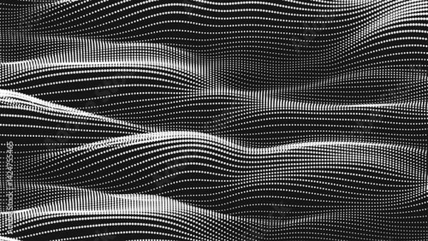 Fototapeta Point wave smooth texture. Abstract dot background. Technological cyberspace background.