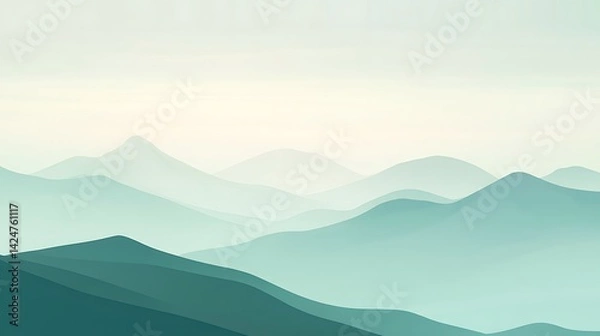 Obraz Misty Mountain Range Landscape.