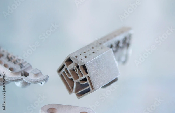 Fototapeta Metal object printed on 3D printer from metal powder Model created on 3D printer