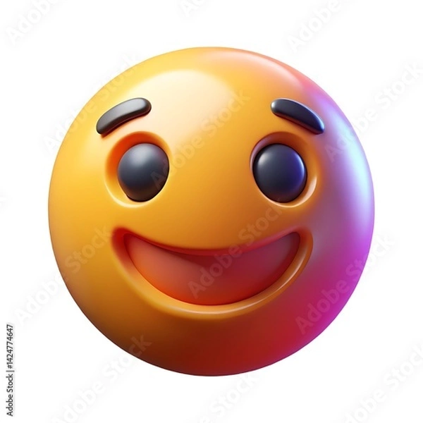 Obraz A cheerful emoji with a wide smile and a gradient from yellow to pink on a white background