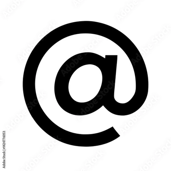 Fototapeta A bold black at symbol isolated on a white background representing email address and communication