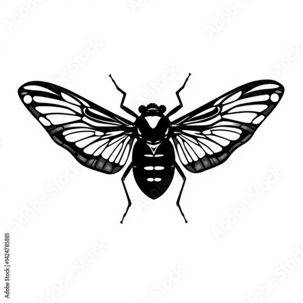 Fototapeta Detailed black and white cicada art create with generative ai