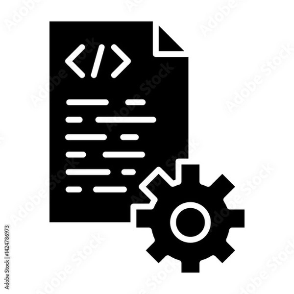Fototapeta Programming icons with glyph style. Coding icons with glyph style