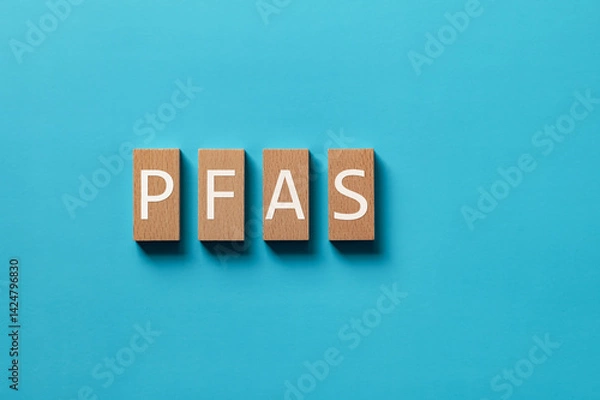 Obraz There is wood block with the word PFAS. It is an abbreviation for Per-and Polyfluoroalkyl Substances as eye-catching image.