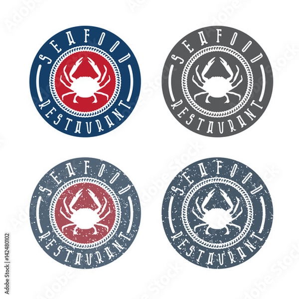 Obraz seafood restaurant vector labels set with crab