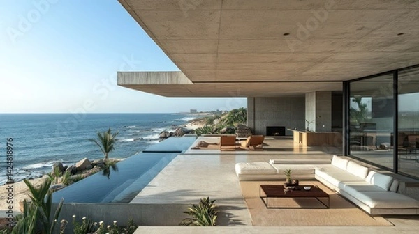 Obraz Oceanfront Concrete Minimalist House Design